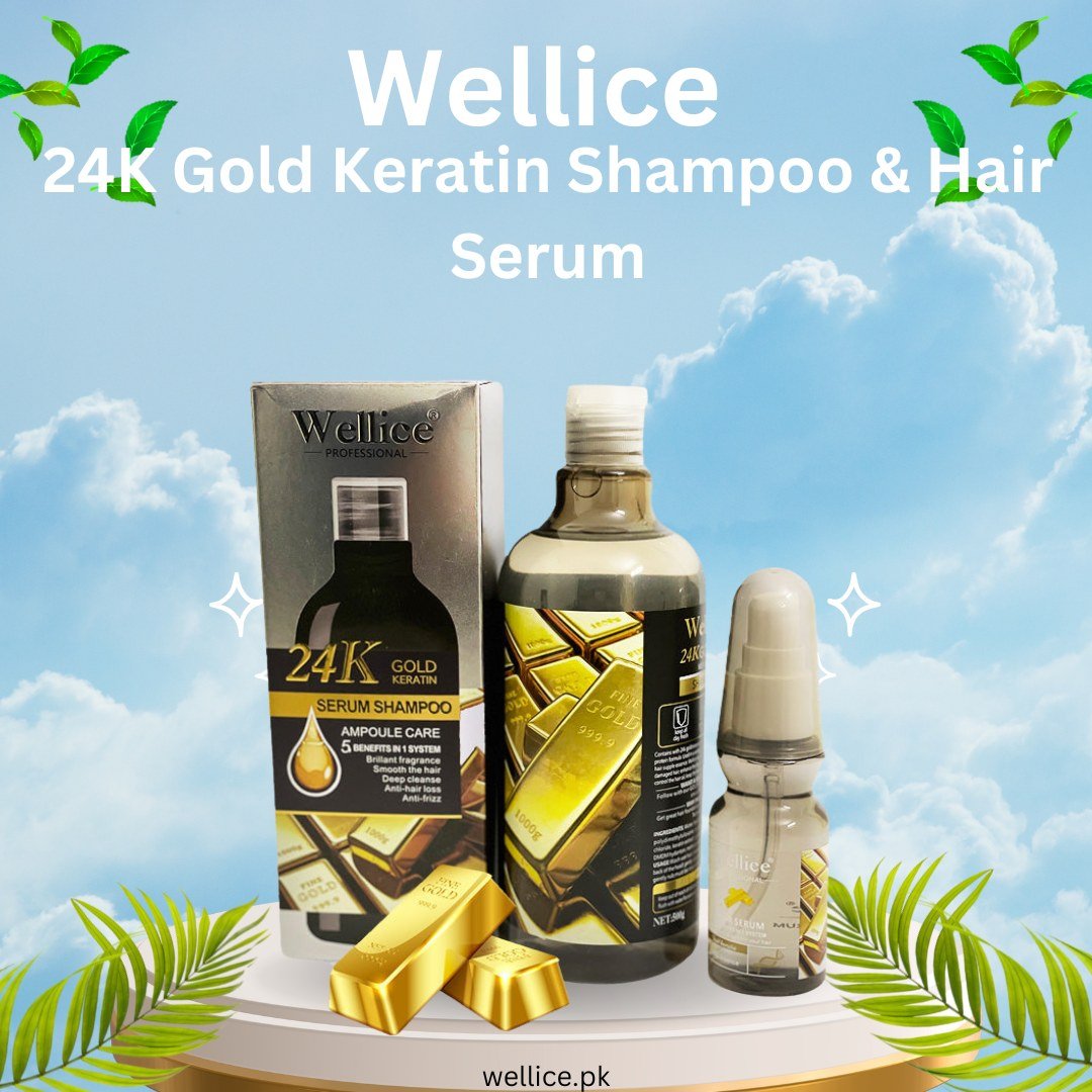 Wellice Wellice 24K Gold Keratin Shampoo & Hair Serum strengthen Hairs
