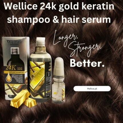 Wellice 24k gold keratin shampoo & hair serum