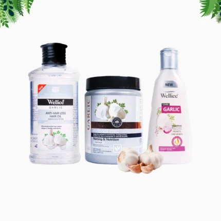 Wellice Dry And Damaged Hair Solution With Garlic Extract (Shampoo, Oil & Mask)