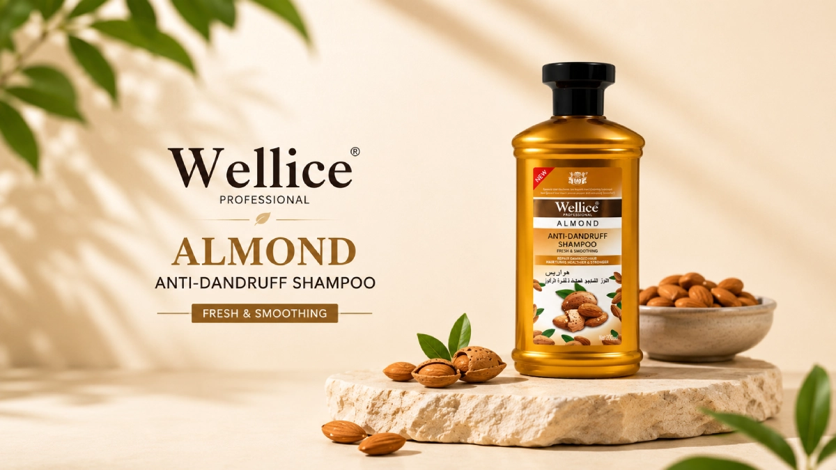 Wellice Anti-Dandruff Almond Shampoo helps control dandruff, reduce scalp itching, and promote healthy hair growth