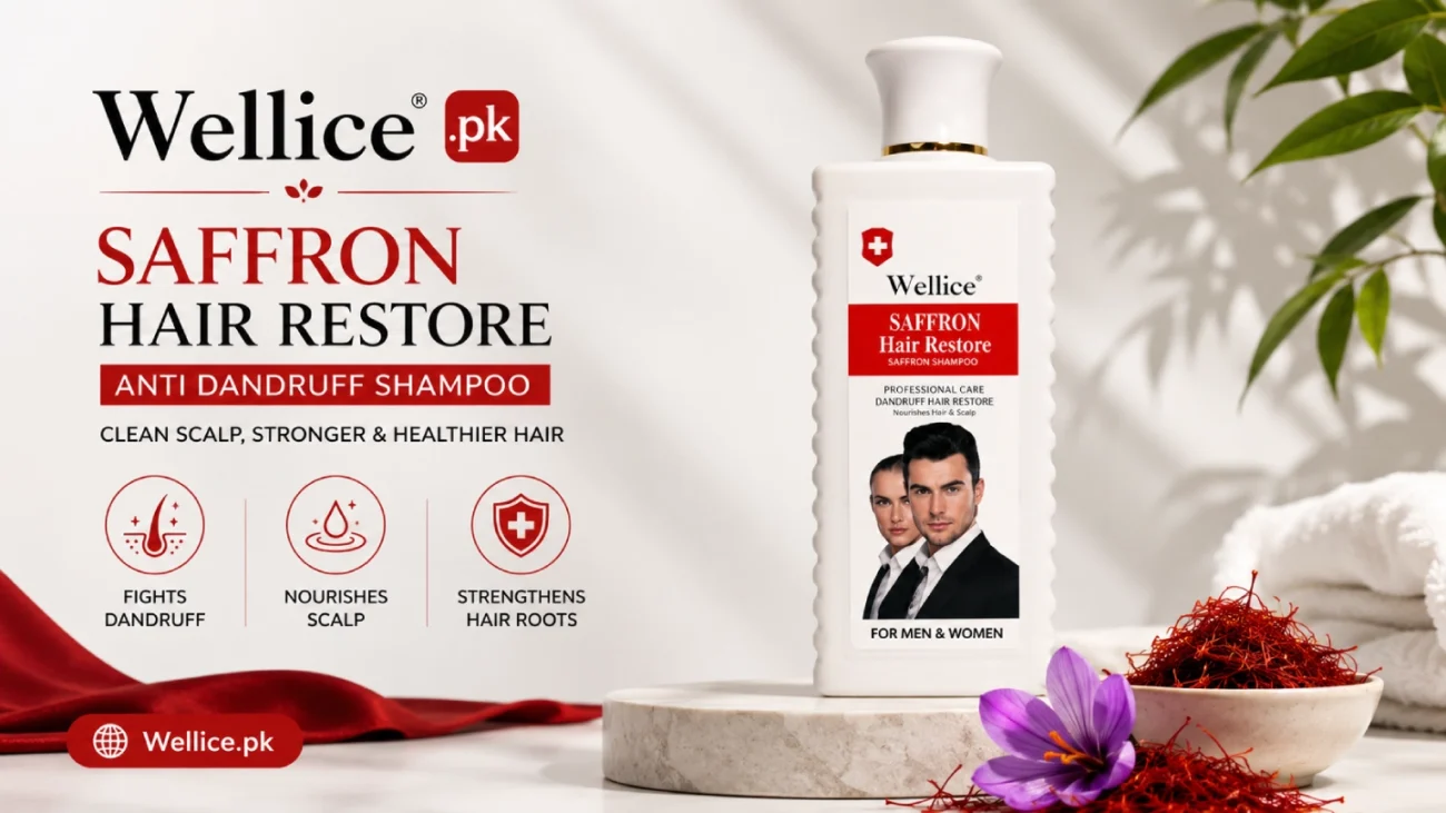 Wellice Anti Dandruff Hair Restore Saffron Shampoo for dandruff-free and healthy hair