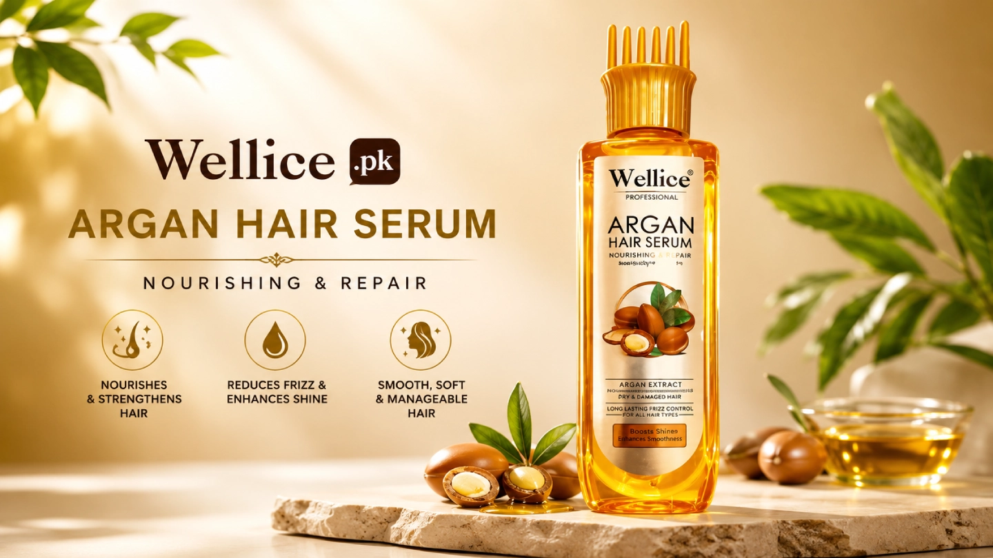 Wellice Argan Hair Serum 200ml for dry, damaged, and frizzy hair