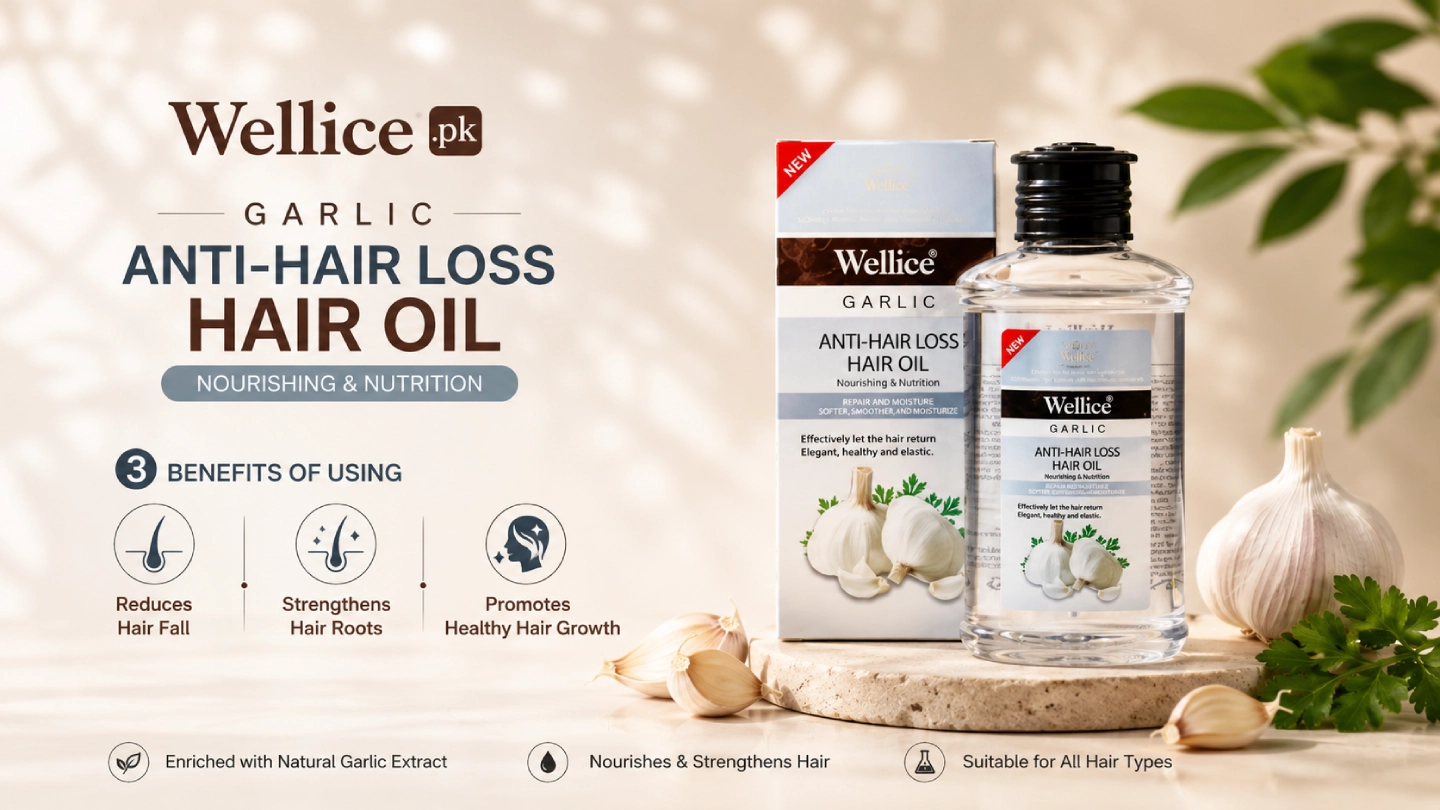 Wellice Garlic Anti-Hair Loss Hair Oil (150ml) for scalp nourishment and stronger, healthier-looking hair