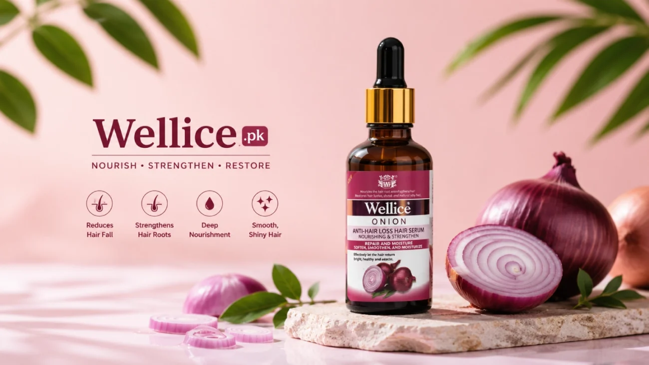 Wellice Onion Anti Hair Loss Hair Serum (30ml) for stronger, healthier-looking hair and scalp nourishment