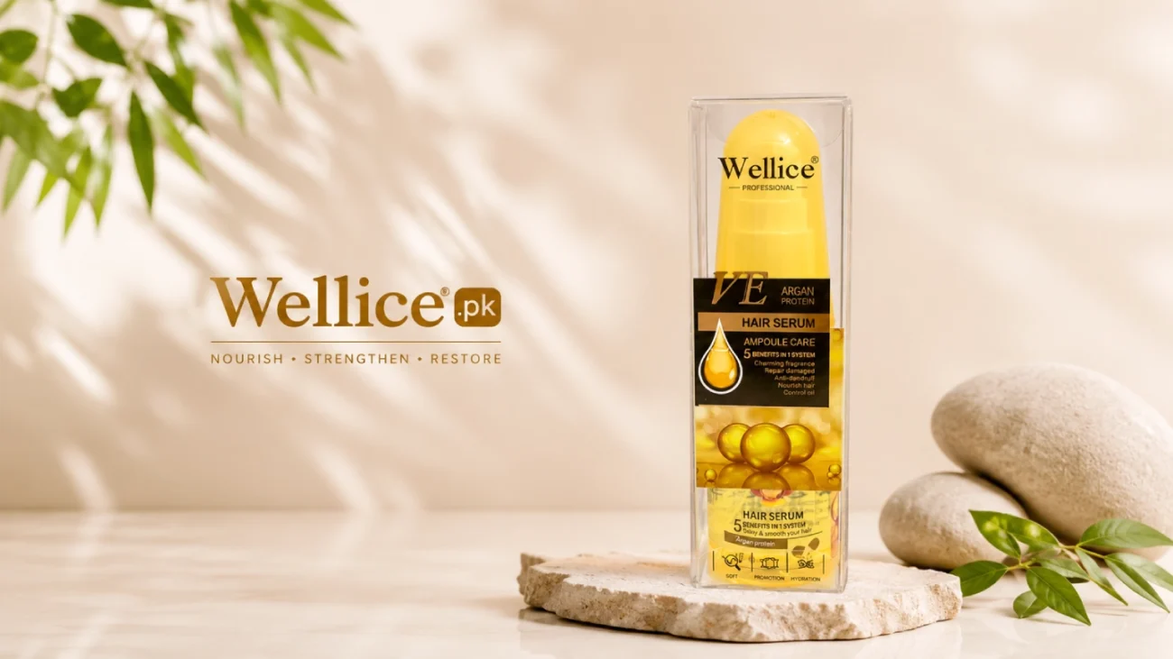 Wellice VE Argan Hair Serum – PRC with Vitamin E and argan oil for smooth, shiny, healthy-looking hair
