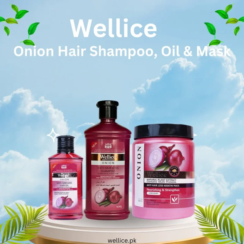 Wellice hair oil, hair mask and shampoo products