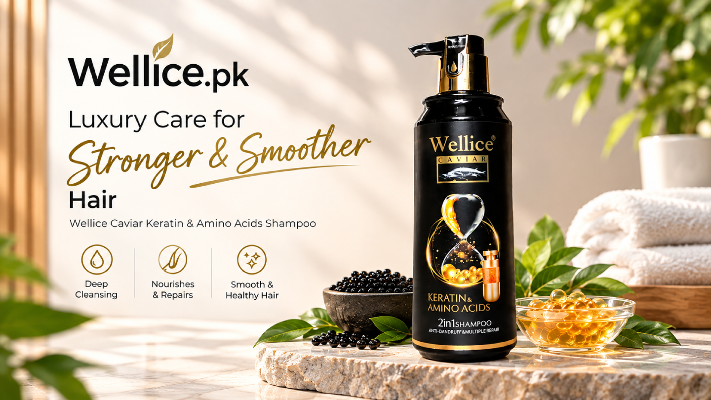Wellice Caviar Keratin and Amino Acids 2-in-1 Shampoo by Wellice.pk