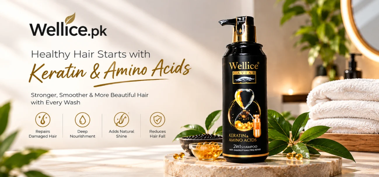 Wellice Caviar Keratin & Amino Acids 2-in-1 Shampoo for hair care
