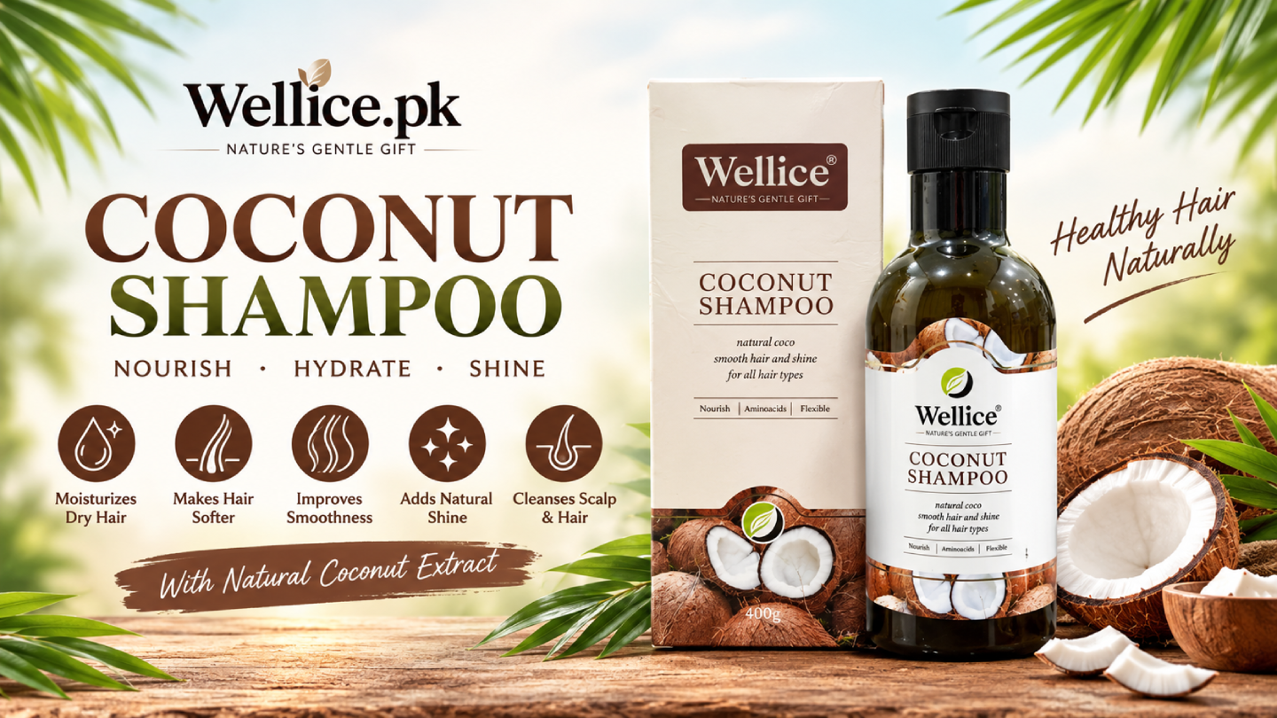 Wellice Coconut Shampoo for nourishing and moisturizing hair