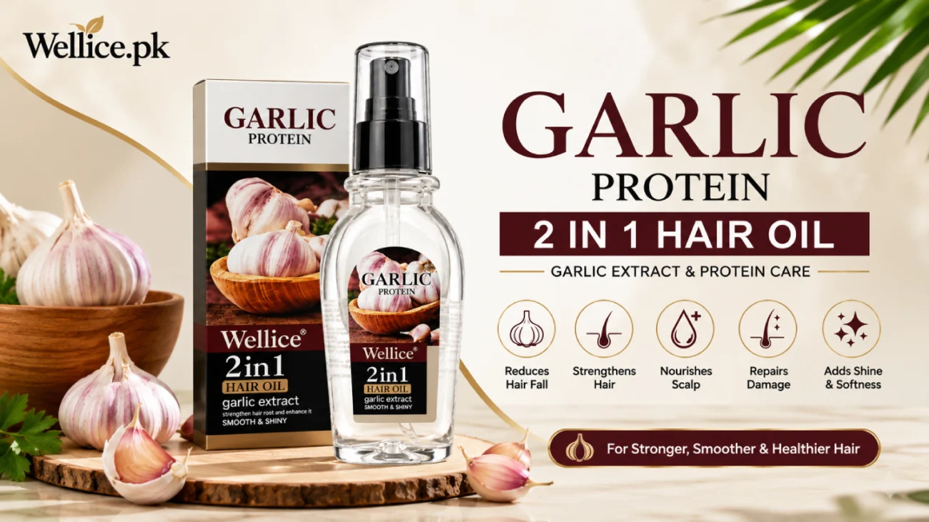 Wellice Garlic Protein 2 In 1 Hair Oil with garlic extract and protein care