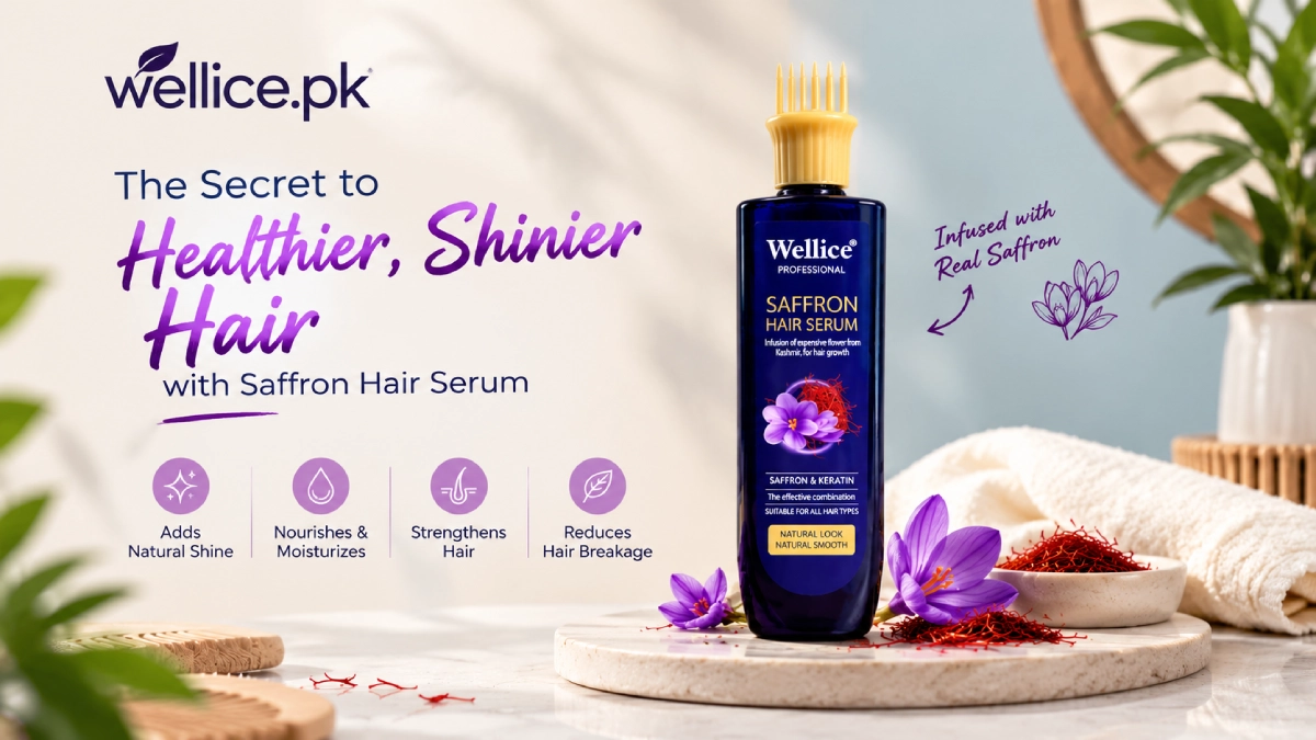 Wellice Saffron Hair Serum for smoothness, softness and everyday hair care.
